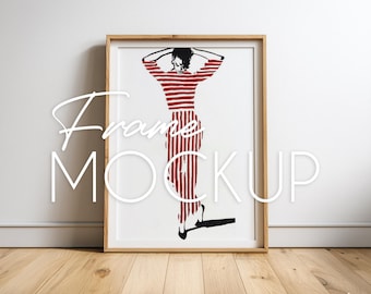 Natural Wood Frame Mockup: Wall Art Poster Display Mock Up