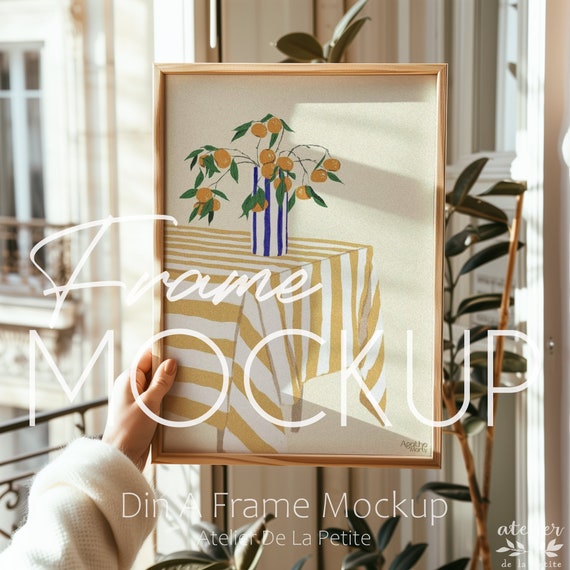 Minimalist Wooden Frame Mockup: DIN A ISO Vertical Poster Movk Up (PSD Digital Download)