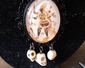 Kali Goddess Pendant: Gothic Pagan Necklace with Skulls