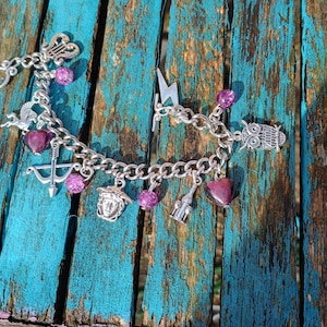 greek mythology fantasy historical charm bracelet. goth. pagan. fantasy. Choice of colour and length