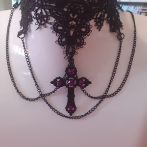 Gothic victorian lace cross choker