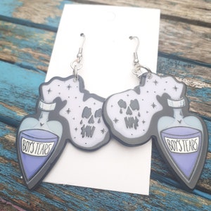 Boy tears quirky punk feminist goth earrings