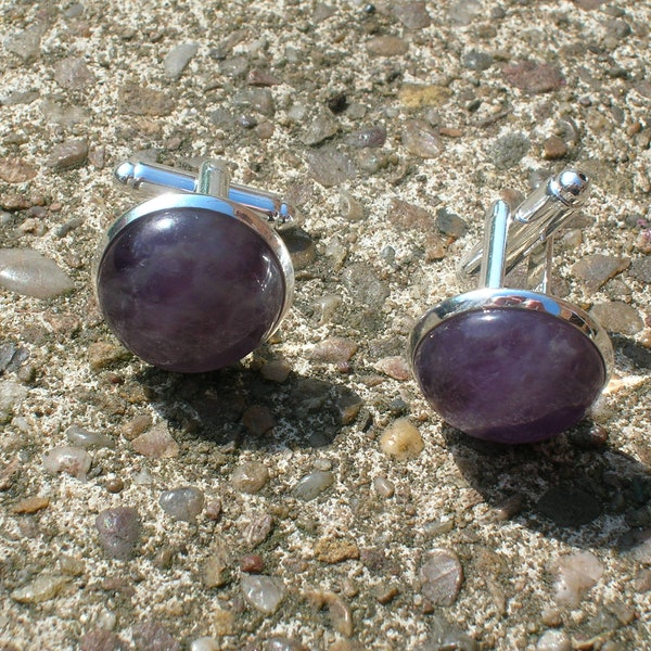 elegant semi precious stone cufflinks, lots of choices. amethyst, malachite, lapis, goldstone, black or green agate. Wedding, groomsman