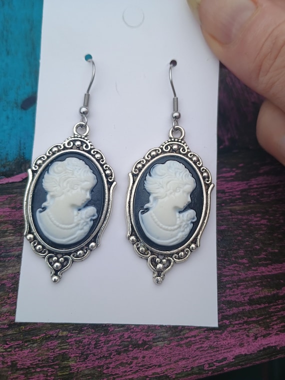 Victorian Goth Style Cameo Earrings New Zealand