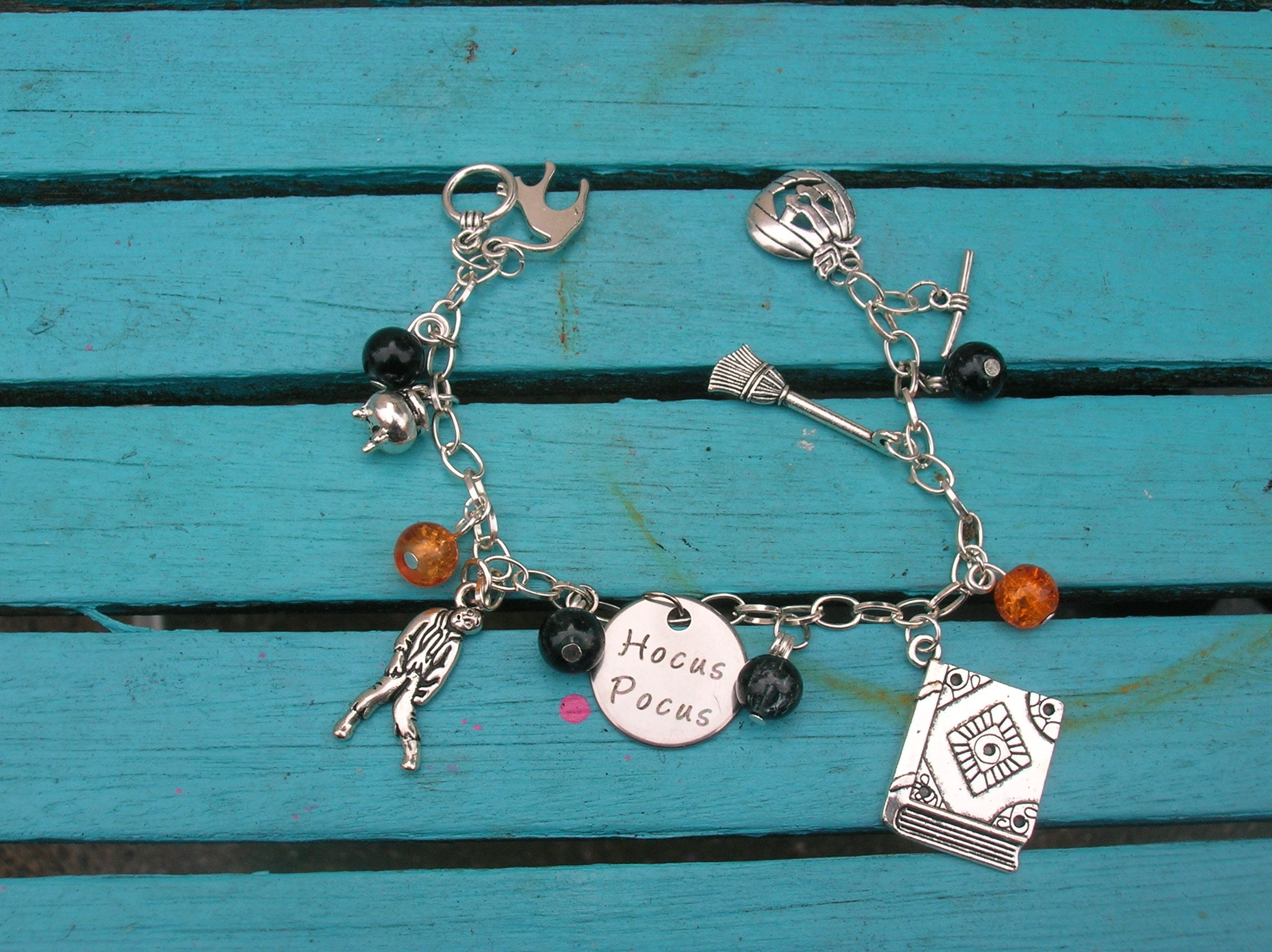 Hocus Pocus Inspired Witch Cat Halloween Movie Vintage Charm Bracelet