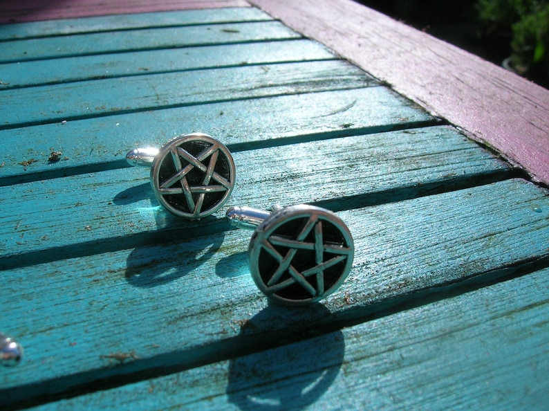 pentagram pagan cufflinks choice of colour