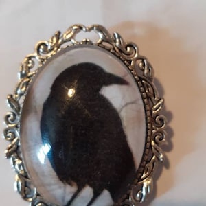 gothic fantasy raven crow brooch. Macabre. Fantasy