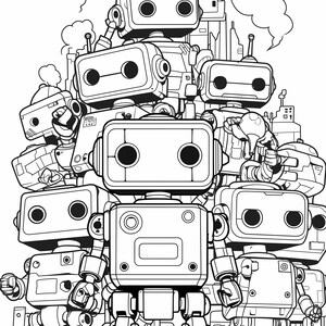Cute Robot Coloring Book for Kids – 40 Printable Pages – Fun Robot ...