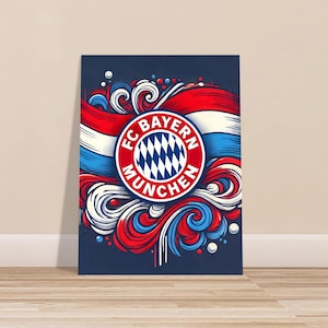 Pôster do Bayern de Munique, arte do Bayern de Munique, pôster de futebol, impressão de futebol, arte de futebol, pôster de futebol, presente de decoração de futebol.