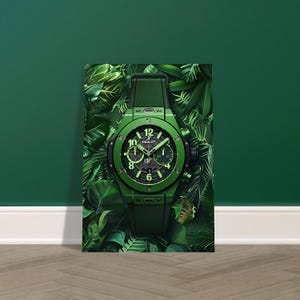 Poster Patek Philippe, poster orologio verde vintage, poster orologio di lusso, arte Patek Philippe, arte per la decorazione della stanza dei ragazzi, stampa ventaglio Rolex.