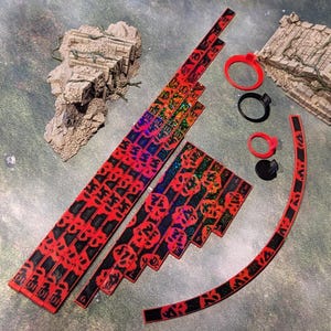 Customizable Age of Sigmar Adjustable Measurement Gauges for all armies. A set of 3 - 18-inch gauges to speed up deployment and battles.