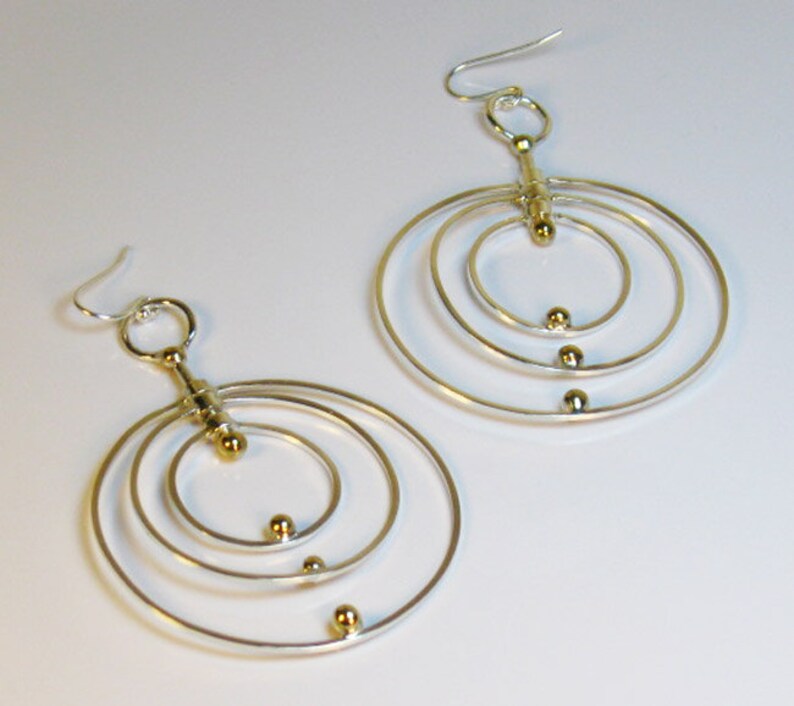 kinetic dangle Sterling silver twirling hoop earrings gift