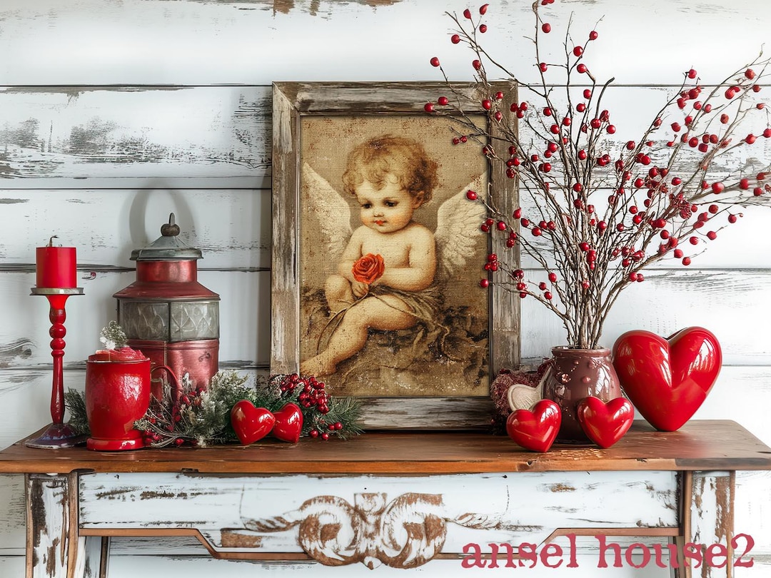 Primitive Cupid Valentine Decor - Unframed Art Print Poster