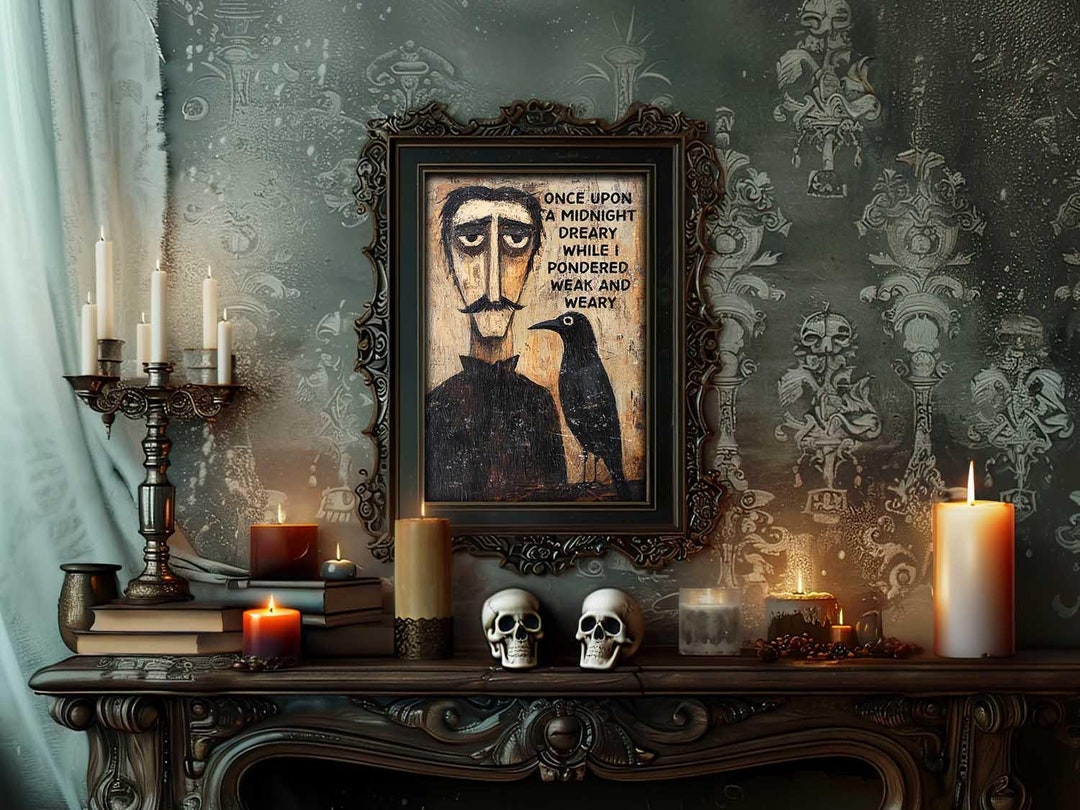 Edgar Allan Poe the Raven - Halloween Decor - Unframed Art Print - Cute ...