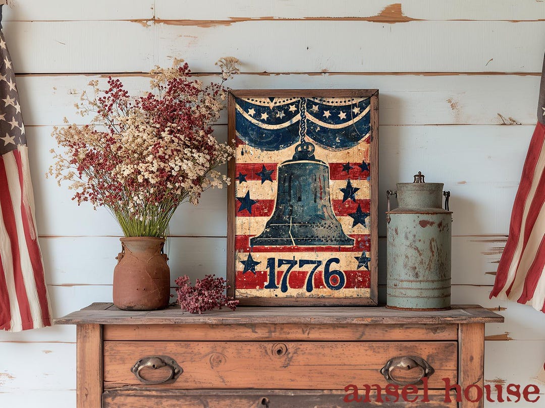 Vintage Americana 4th of July Decor - Unframed Art Print - Rustic Wall ...