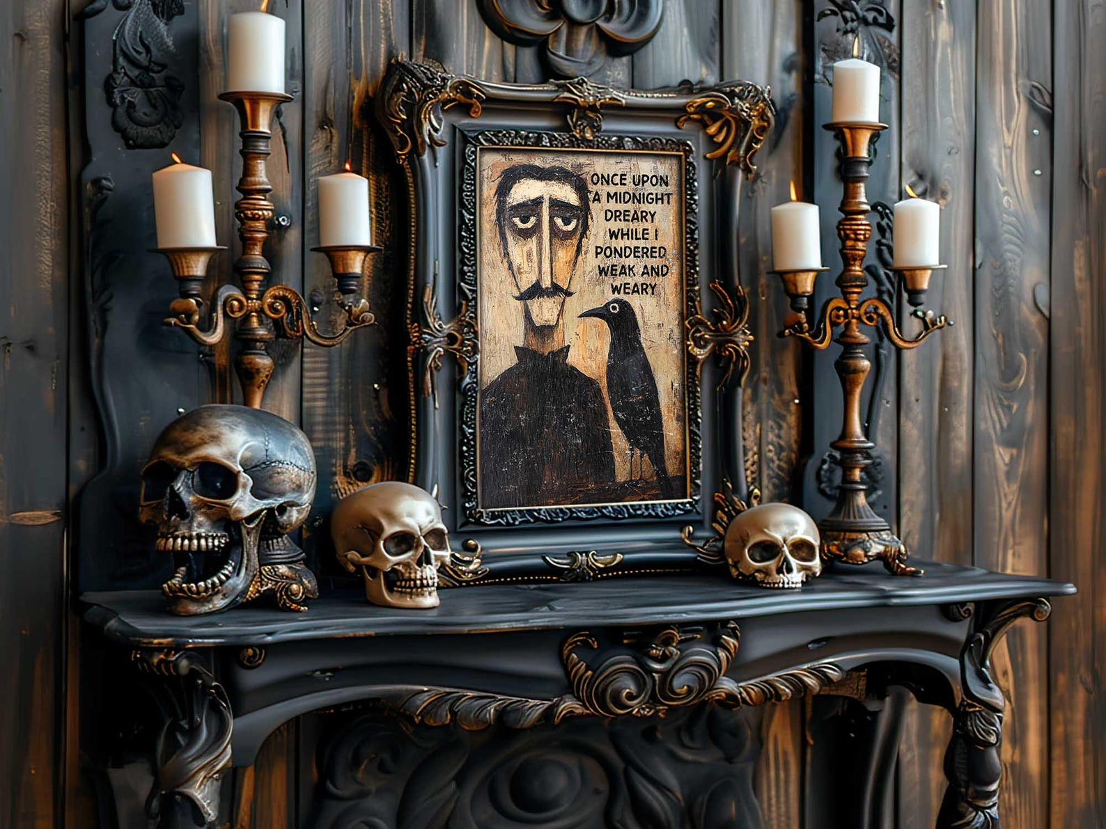 Edgar Allan Poe the Raven - Halloween Decor - Unframed Art Print - Cute ...
