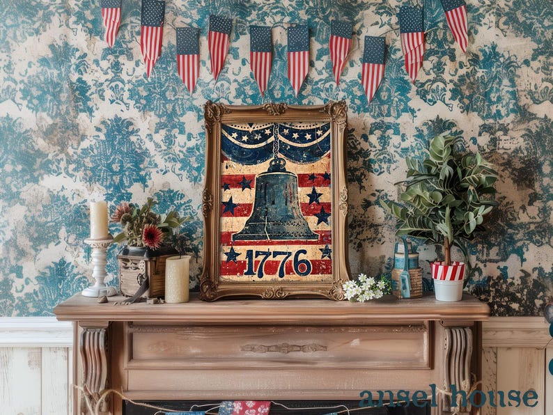 Vintage Americana 4th of July Decor - Unframed Art Print - Rustic Wall ...