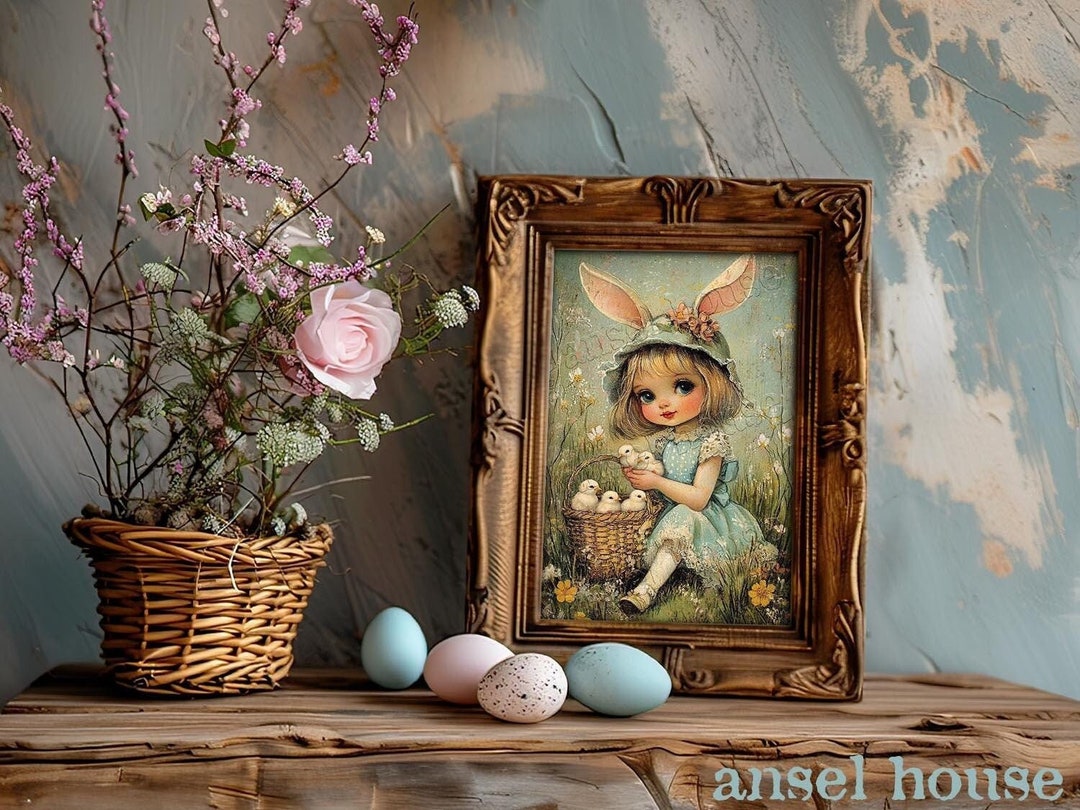 Retro Easter Spring Retro Easter Spring Decor - Unframed Paper Art Print Vintage Retro ...