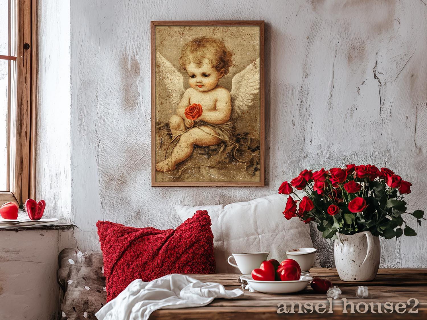 Primitive Cupid Valentine Decor - Unframed Art Print Poster