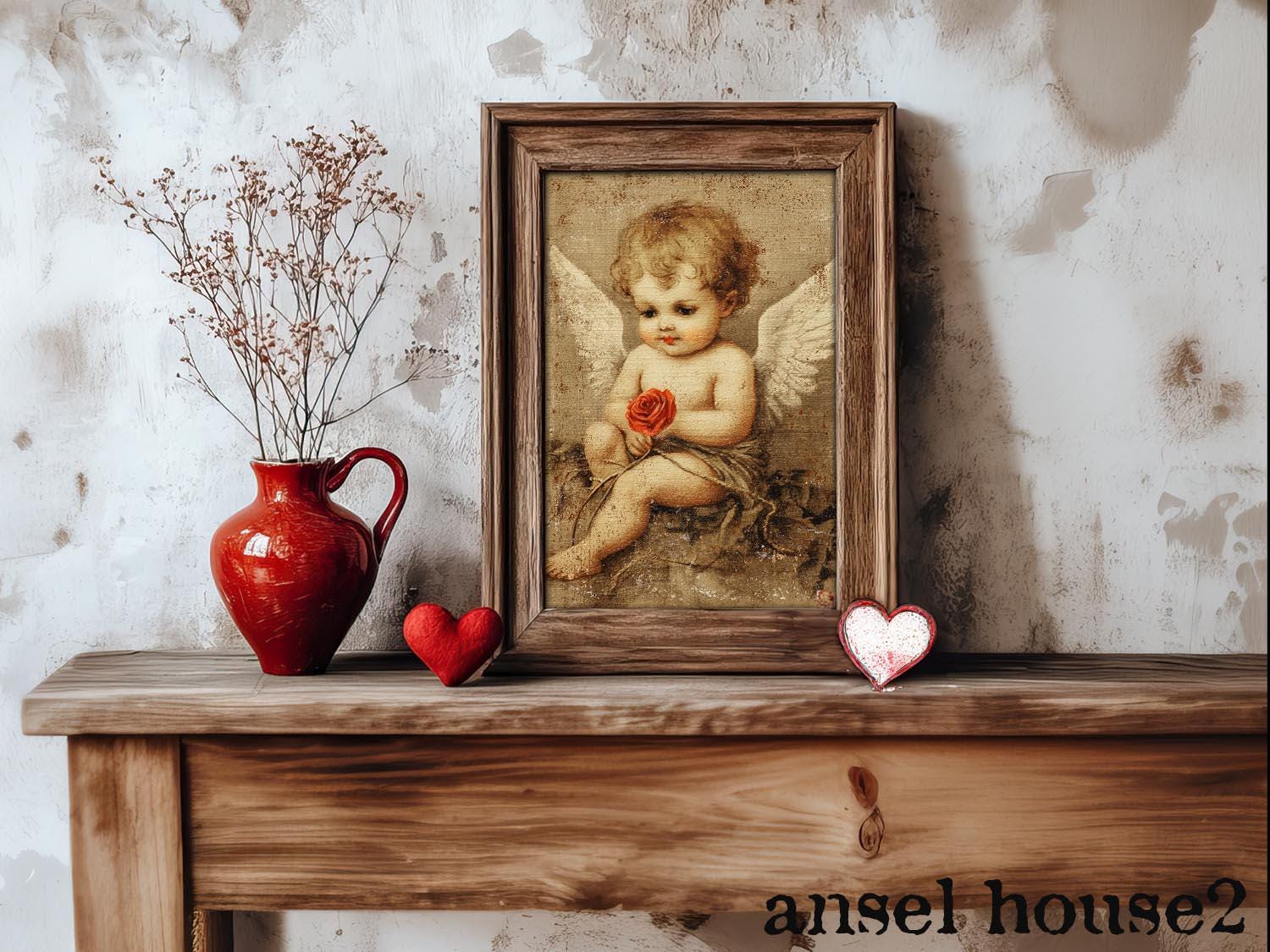 Primitive Cupid Valentine Decor - Unframed Art Print Poster