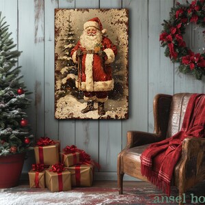 Canvas Wall Art - Primitive Rustic Christmas Mantle Decoration Farmhouse Cottagecore Decor - Small and Large - Victorian Santa afbeelding 7