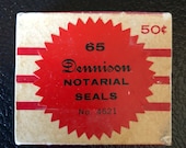 1 box VINTAGE DENNISON SEALS Notarial Gummed Small Red Notarial Seals Original Box Notary Labels Stickers No. 4621