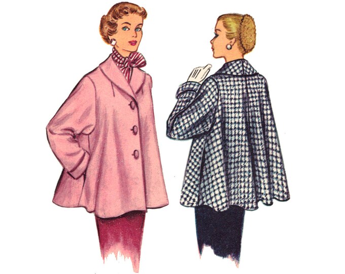 Vintage Swing Coat Sewing Pattern Shawl Collar Bust 34 Medium Uncut Etsy