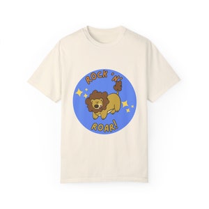 Rock &#39;N&#39; Roll, Unisex Garment-Dyed T-shirt, Lion, Men, Women, Shirt Design, Printing T-Shirts, Tee, Funny Lion shirt, Cute Lion tee
