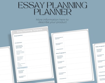 Essay Writer - Homework - Assignment Help -Homework - Grad School - Student - Quiz - Digital Paper 3 pages Essay Writing Planner, University