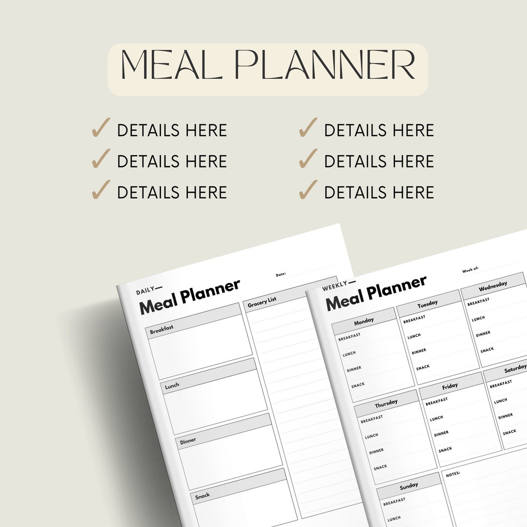 Meal Planner Printable, Weekly Food Diary, Meal Tracker, Food Journal ...