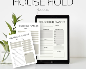 Household Planner | Printable Household Management Binder | Household Budget Template | Life Organizer PDF | Home Management | Cleaning Plan