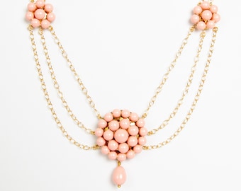 Scarlett O'Hara BBQ necklace from Gone With the Wind (reproduction) with Pink Swarovski crystal beads (salmon color also available)