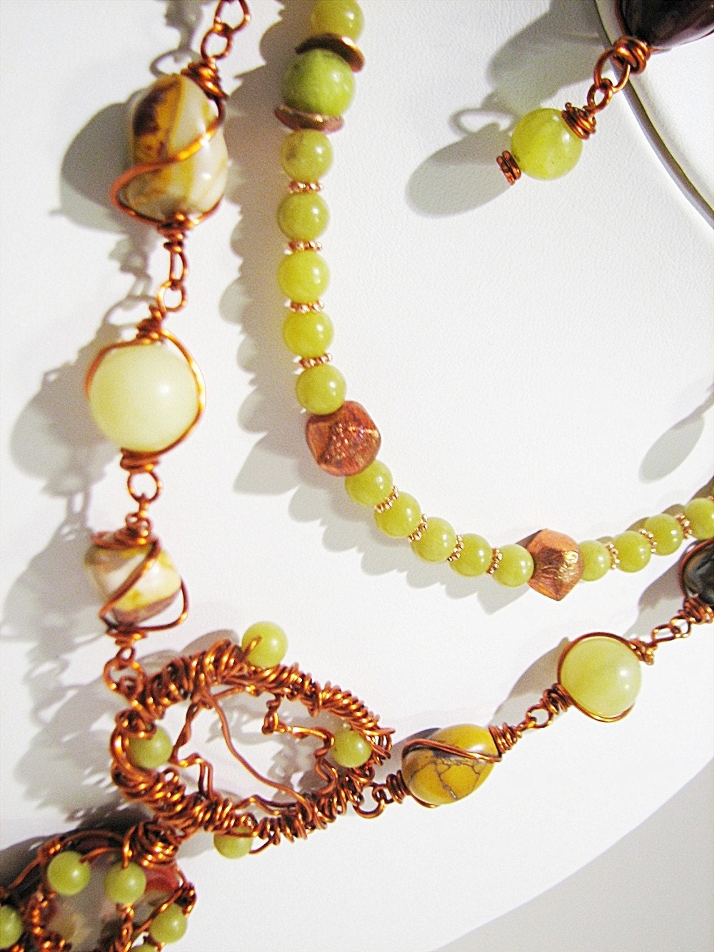 Autumn Tree of Life With Copper, Mookaite and New Jade Necklace Set - Etsy