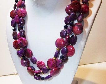 Juicy Turquoise and Lace Agate 3 strand necklace set