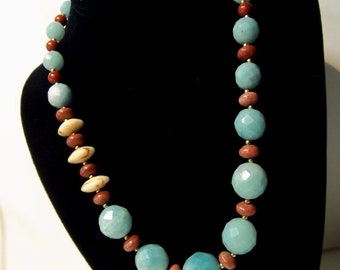 Red HOT and COOL Amazonite, Red marble and Poppy Jasper necklace set