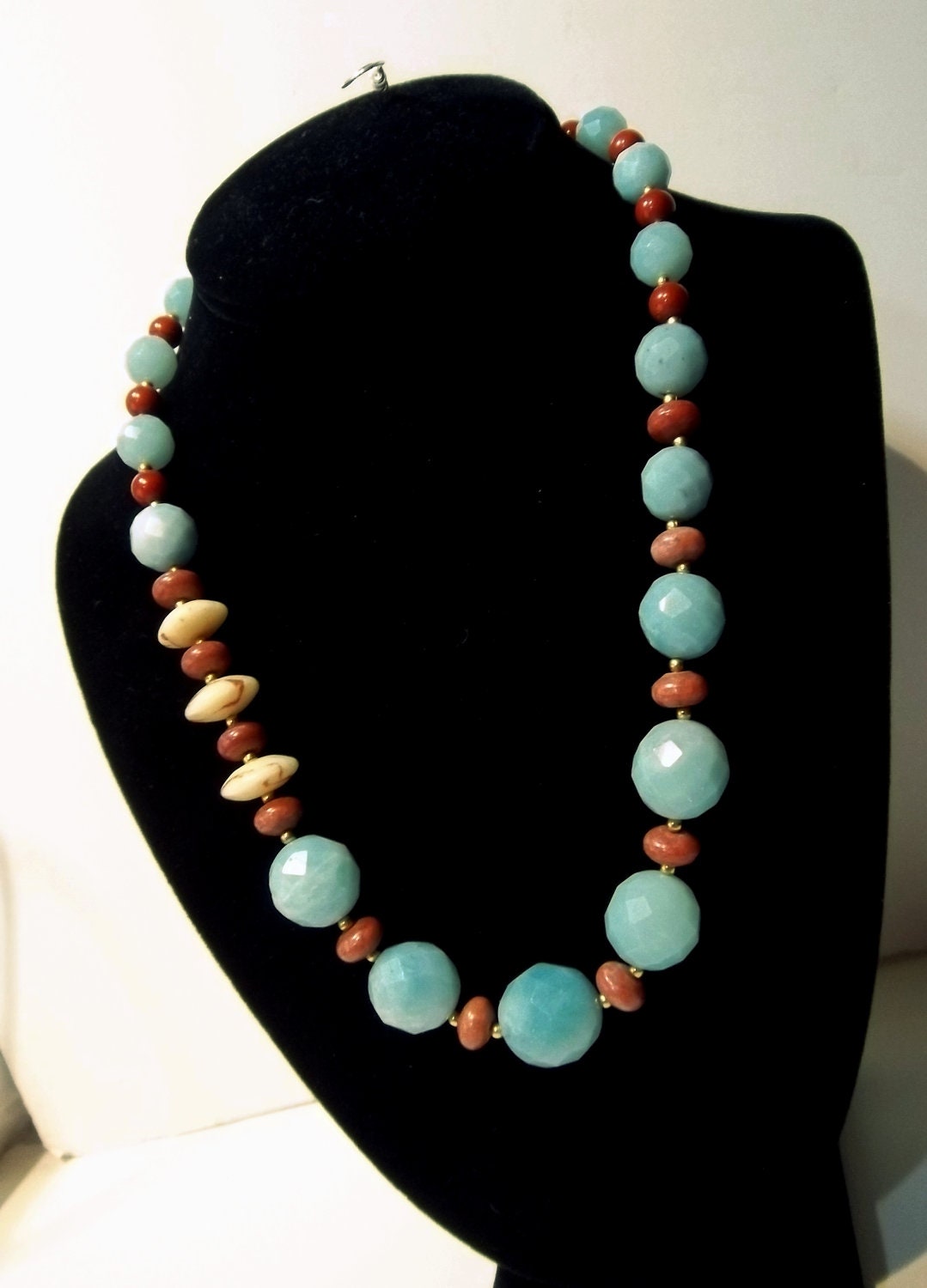 Red HOT and COOL Amazonite, Red marble and Poppy Jasper necklace set