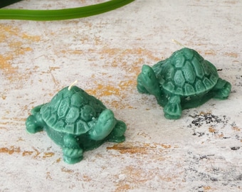 Turtle Baby Shower Set of 2 Mini Turtle candles, cupcake birthday cake candles wedding party favors