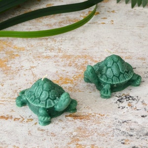 Turtle Baby Shower Set of 2 Mini Turtle candles, cupcake birthday cake candles wedding party favors image 1