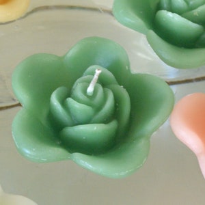 10 Sage Green floating rose wedding candles for table centerpiece and reception decor.