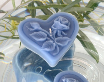 10 pack Storm Blue Slate Blue floating heart candles wedding centerpieces reception decoration Baby shower bridal shower party favors gifts.