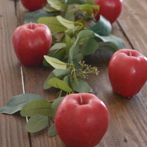 Red apple candle gift for teachers or apple of my eye weddings reception centerpieces, rustic barn wedding, apple orchard image 2