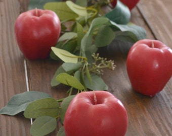 Bulk Set of 12 Red apple candle gift for teachers or apple of my eye weddings reception centerpieces, rustic barn wedding, apple orchard