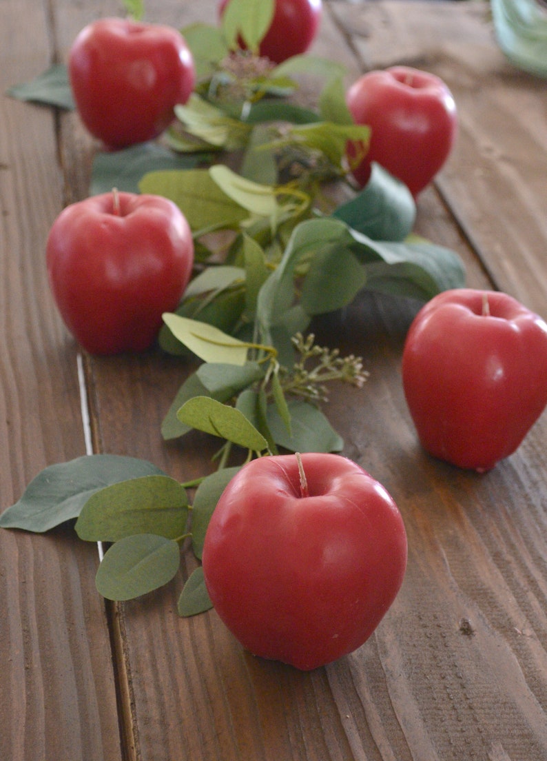 Red apple candle gift for teachers or apple of my eye weddings reception centerpieces, rustic barn wedding, apple orchard image 2