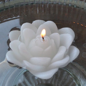 Set of 10 White Lotus floating candles wedding centerpiece, reception table decor, baby shower, bridal shower party image 2