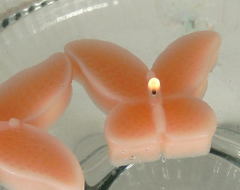 8 Peach Butterfly Floating Candles wedding receptions table centerpiece and decor