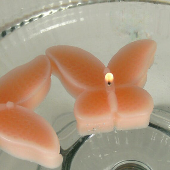 8 Peach Butterfly Floating Candles Wedding Receptions Table Etsy