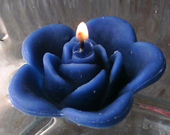 10 Navy Blue floating rose wedding candles for table centerpiece and reception decor.
