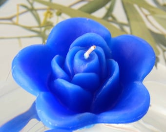 10 Blue floating rose wedding candles for table centerpiece and reception decor.