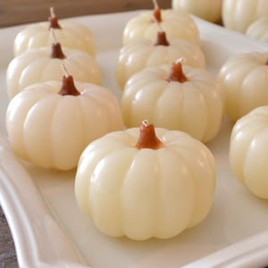 Set of 2 Ivory off white pumpkin candles floating candles for wedding centerpiece thanksgiving table decor Halloween pumpkin