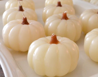Set of 2 Ivory off white pumpkin candles floating candles for wedding centerpiece thanksgiving table decor Halloween pumpkin